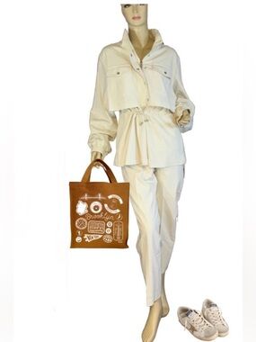 CALVIN KLEIN ECRU BEIGE TROUSERS & JACKET LEISURE SET (16/XL)